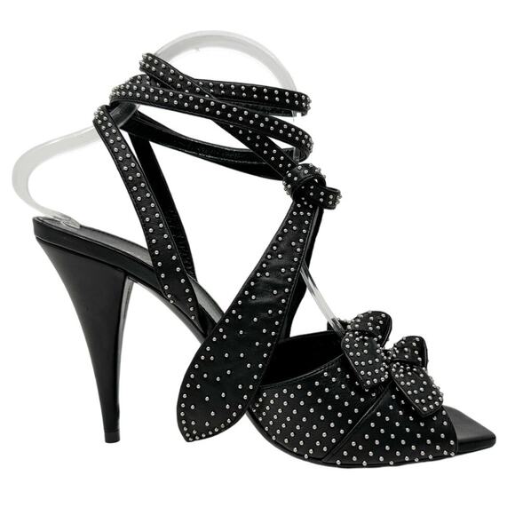 Saint Laurent KiKi 100 Micro Studded High Heel Ankle Wrap Sandals size 38.5 US8 - Picture 9 of 15